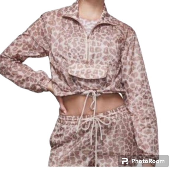 Good American brown cropped 1/2 zip sheer jacket - Picture 8 of 9